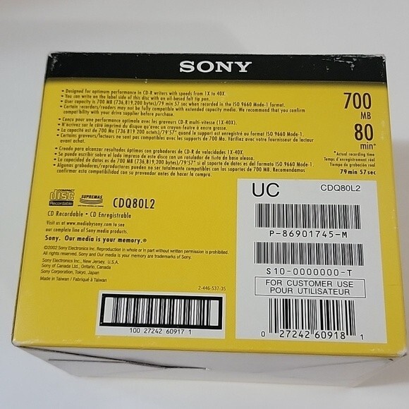 SONY CD-R Cd Recordable Disc's 10pk - Picture 2 of 4